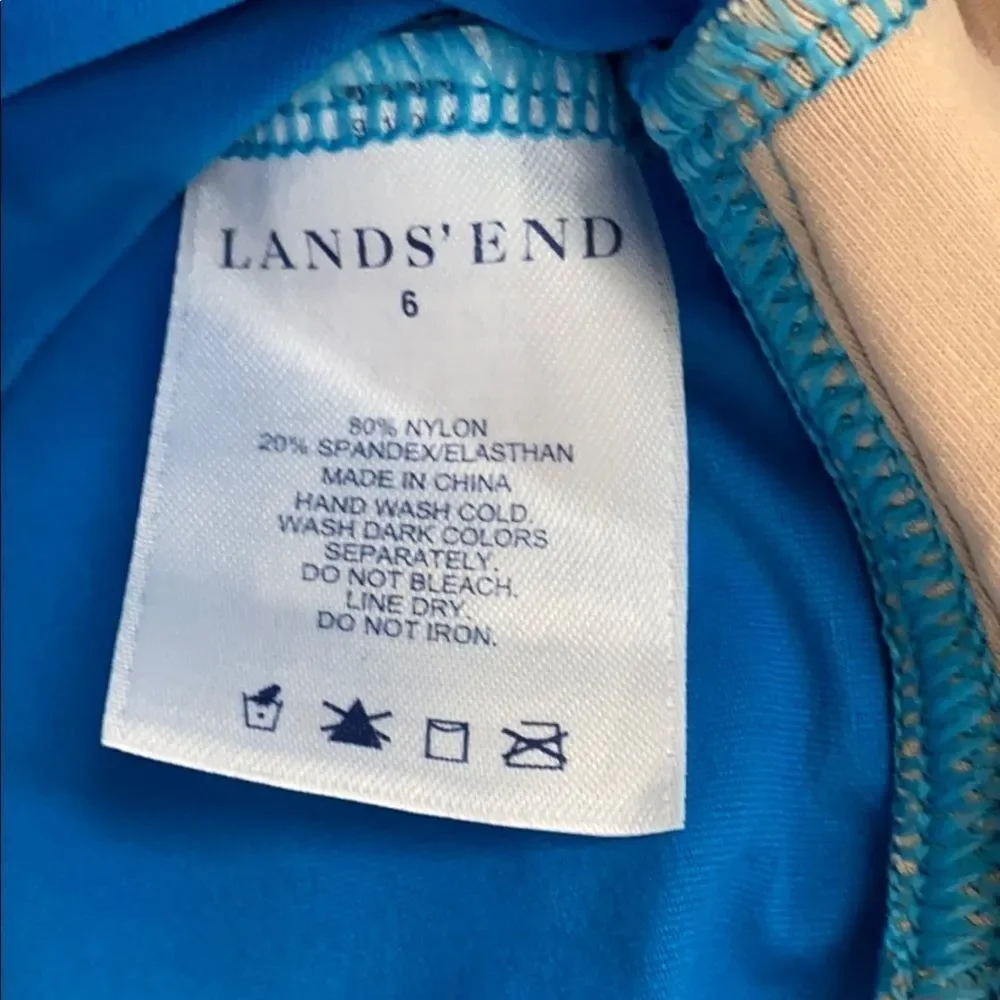 Lands’ End Halter Tankini Swim Top Blue Womens Sz 6 Adjustable Neck Tie Straps - Picture 4 of 4